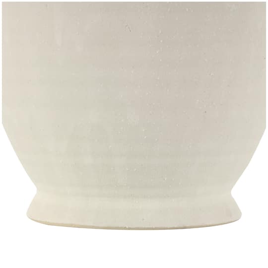 15" White Ceramic Textured Vase with 4 Handles